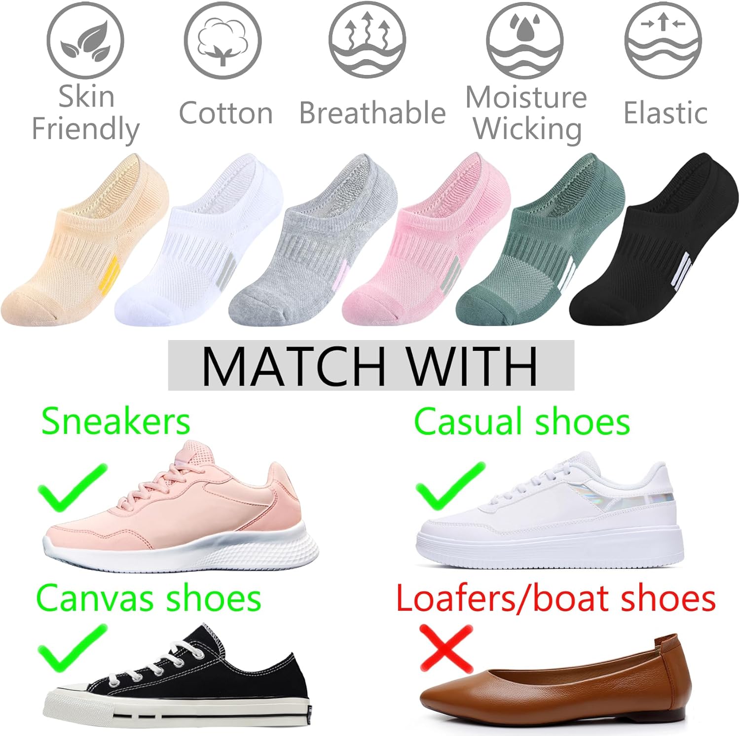 LO SHOKIM No Show Womens Cushioned Athletic Ankle Socks - Running Low Cut Socks 4/6 Pairs Size 5-11 - Image 6