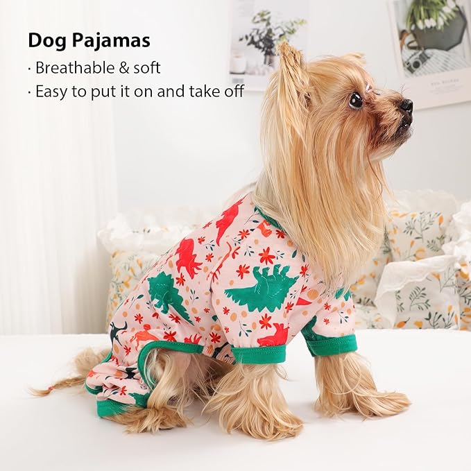 Pijama para Perros Pequeños Disfraz Dinosaurio Verde DaFuEn Talla L miniatura 4