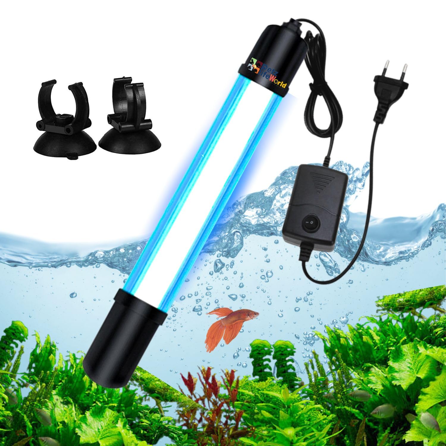 VAYINATO® UVC (9W) Submersible Light | Algae Remover and Cloudness Remover for Your Aquairum | Suitable for Fresh Water, Marine Water and Planted Aquarium by Petzlifeworld