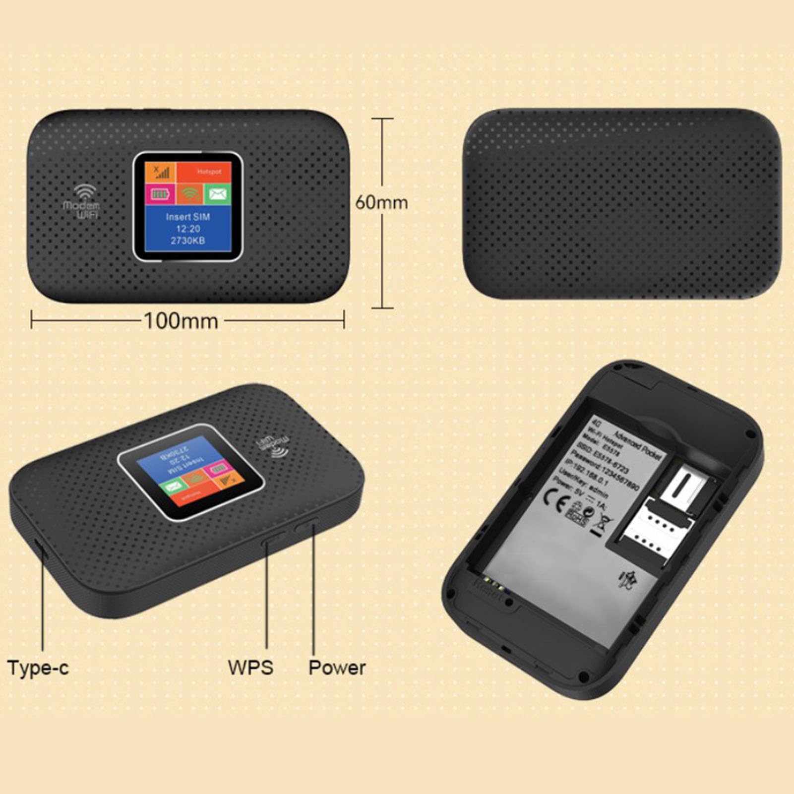 Ejoyous Router 4G Portatile con Slot per Scheda SIM, 3000mAh