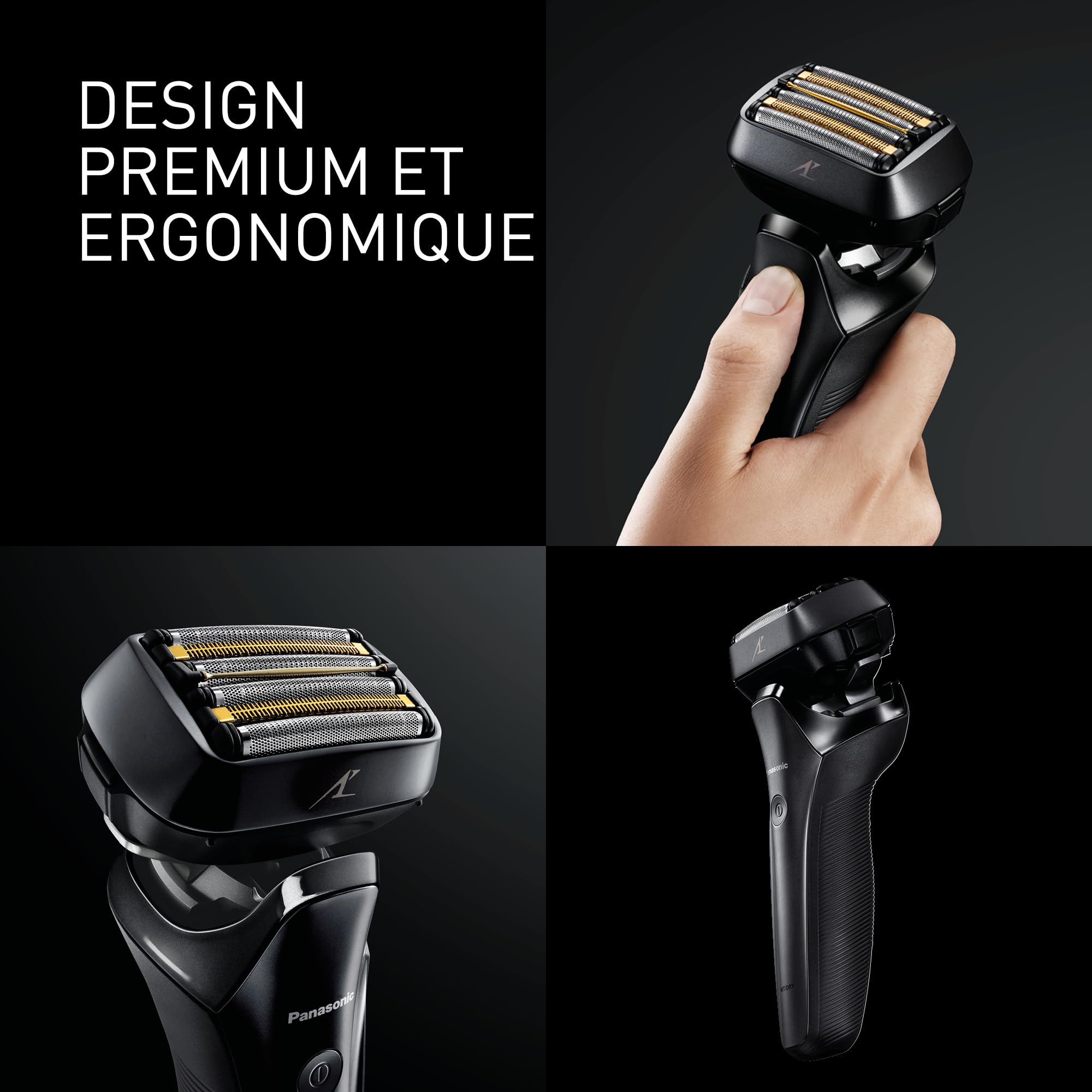 Panasonic ES-LS6A-K803 Rasoir Électrique pour Hommes Peau Sèche et Humide 6 Lames, sans Fil de Qualité Supérieure, Capteur de Barbe Réactif, Lames en Acier Japonais, tête Multi-Flex 22D, Noir Mat