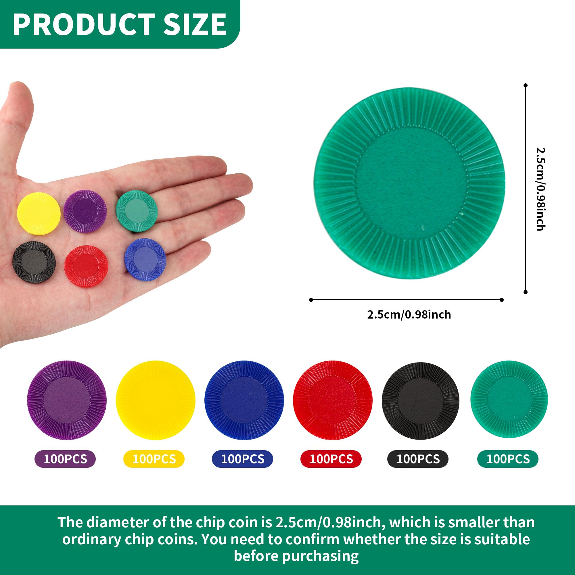 AZKEEGREY 600 Pcs Counters Coloured Plastic Bingo Counters Double Sided Counter for Maths Stackable Game Chips for Play Counter (6 Colors - Image 2