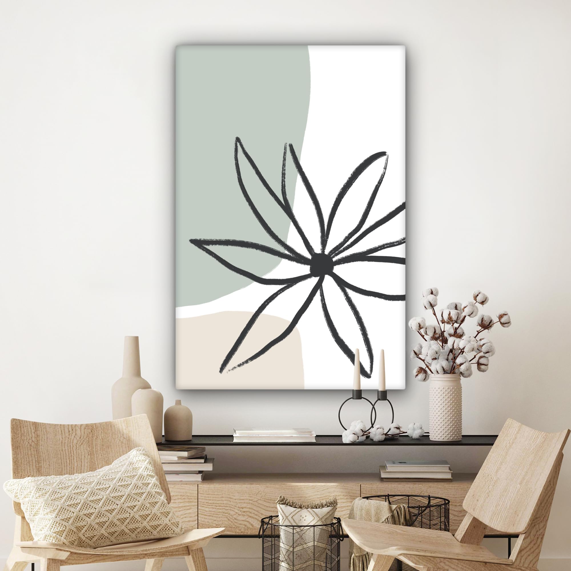 MuchoWow© Stampe su Tela moderne Quadro Moderno Soggiorno Quadretti da | 80x120 cm - Parete Room Decor Moderno - Fiore - Pastello - Minimalismo