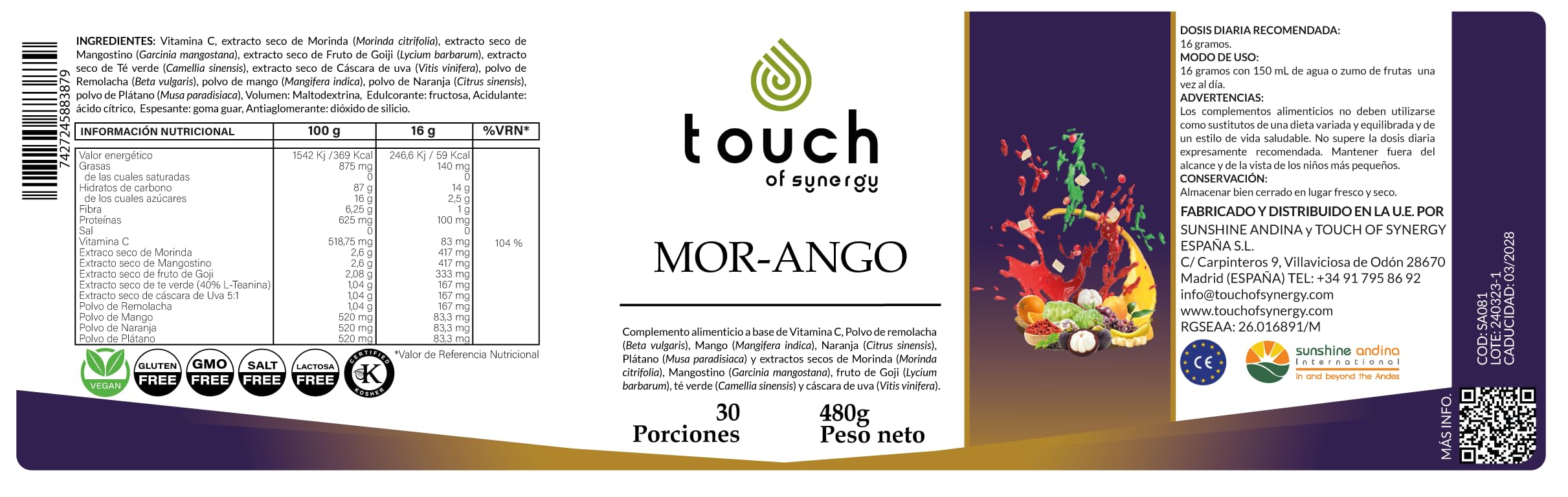 Mor-ango -Polvo 480 gramos - Extracto de Moringa y Mango Africano - Controla el Peso, Reduce el Colesterol y el Azúcar en Sangre