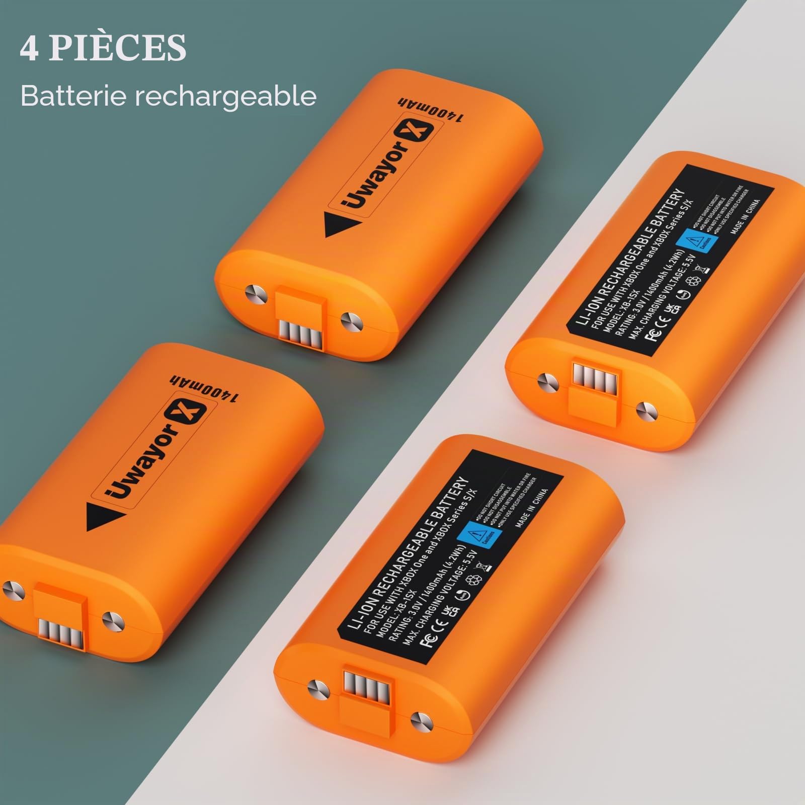 Batterie Xbox Batteries pour Xbox Series X, Xbox Series S, Xbox One, Xbox One S, Xbox One X, Xbox One Elite Controller One Battery Pack Orange x2