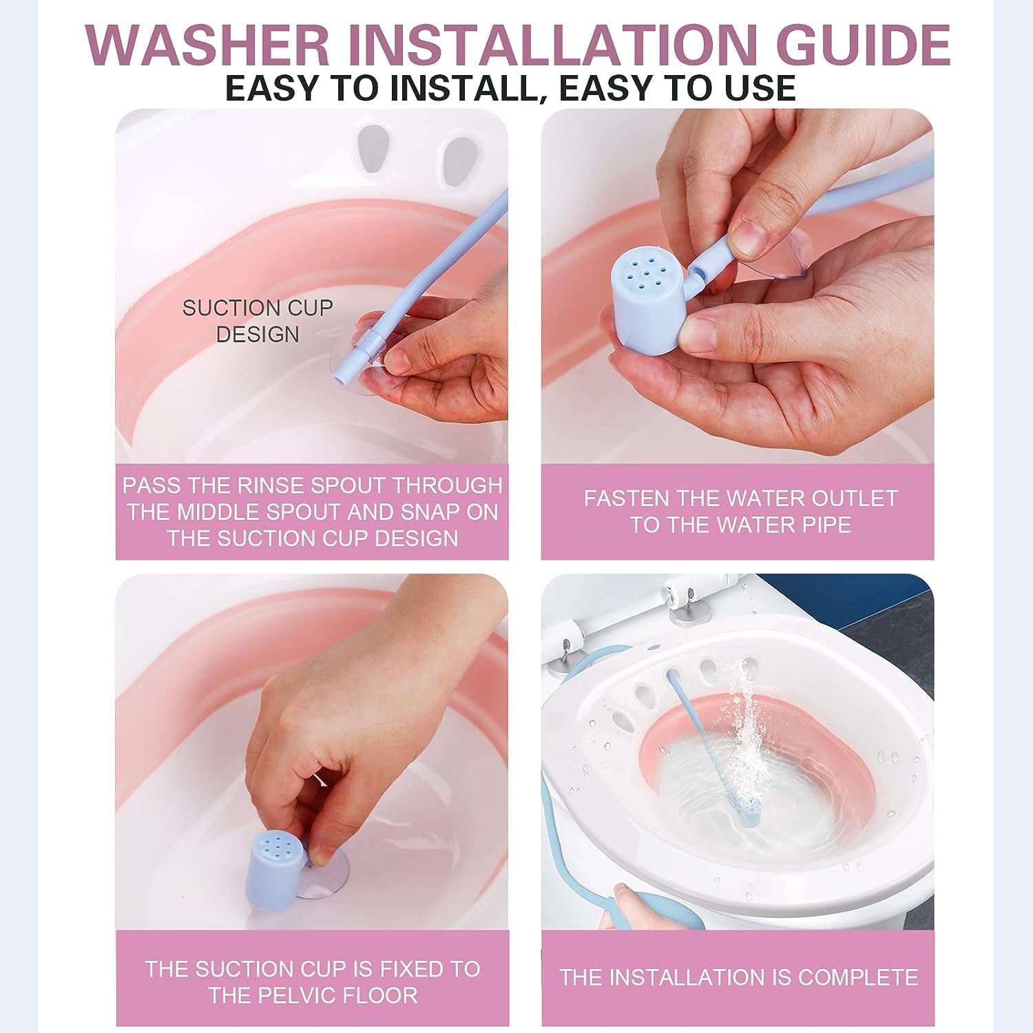 ZINLEY Sitz Bath Toilet Seat with Flusher, Folding Sitz Bath Tub for Pregnant Women, Postpartum Care, Hemorrhoids Recovery, Vaginal/Anal Inflammation Treatment -Portable Perineal Soaking Basin 4