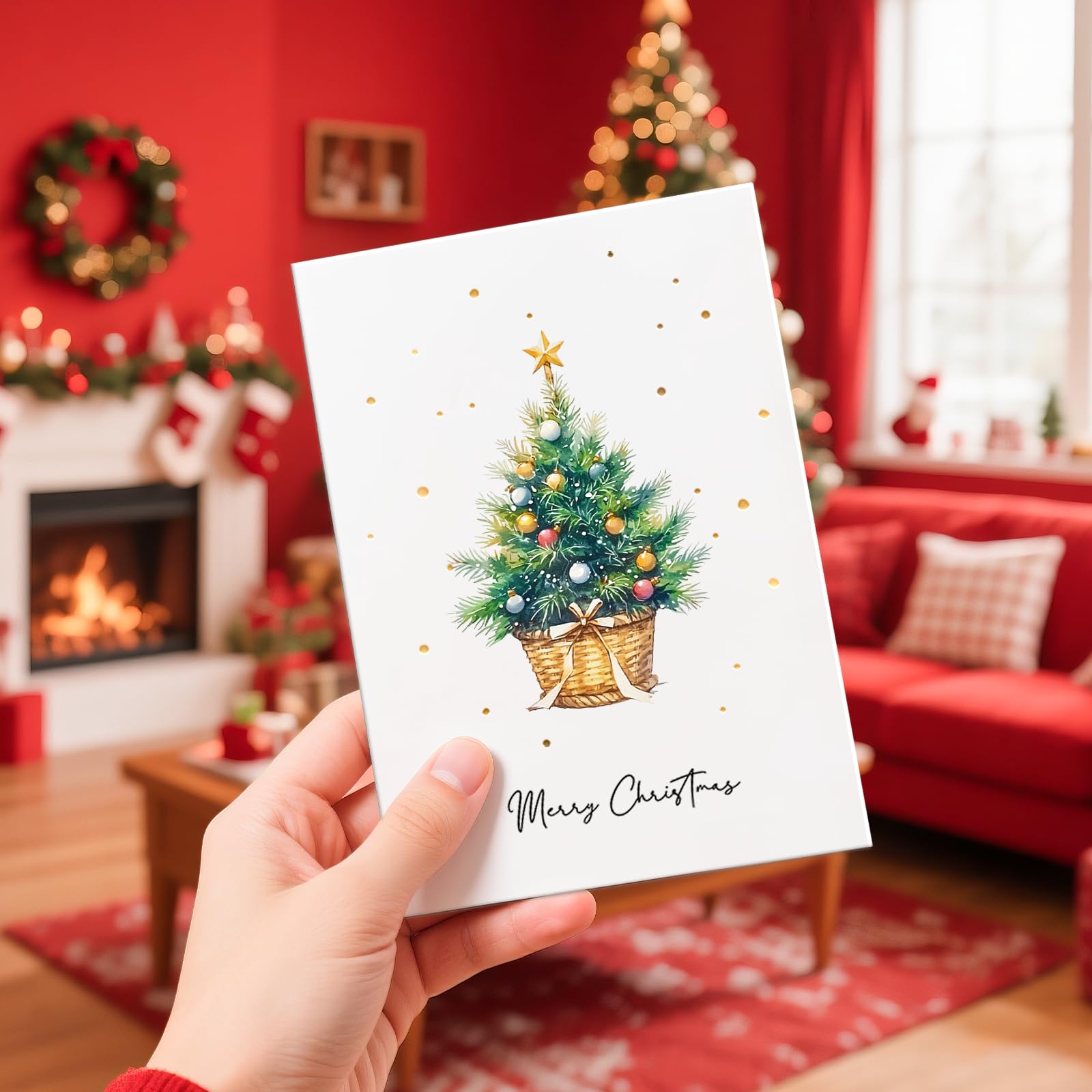Weihnachtskarten, 5 verschiedene Designs, Frohe Weihnachten, mit Umschlägen, Großgruß- und Neujahrskarten, perfekt für warme Urlaubswünsche an Freunde und Familie, 10,2 x 15,2 cm, 25 Stück