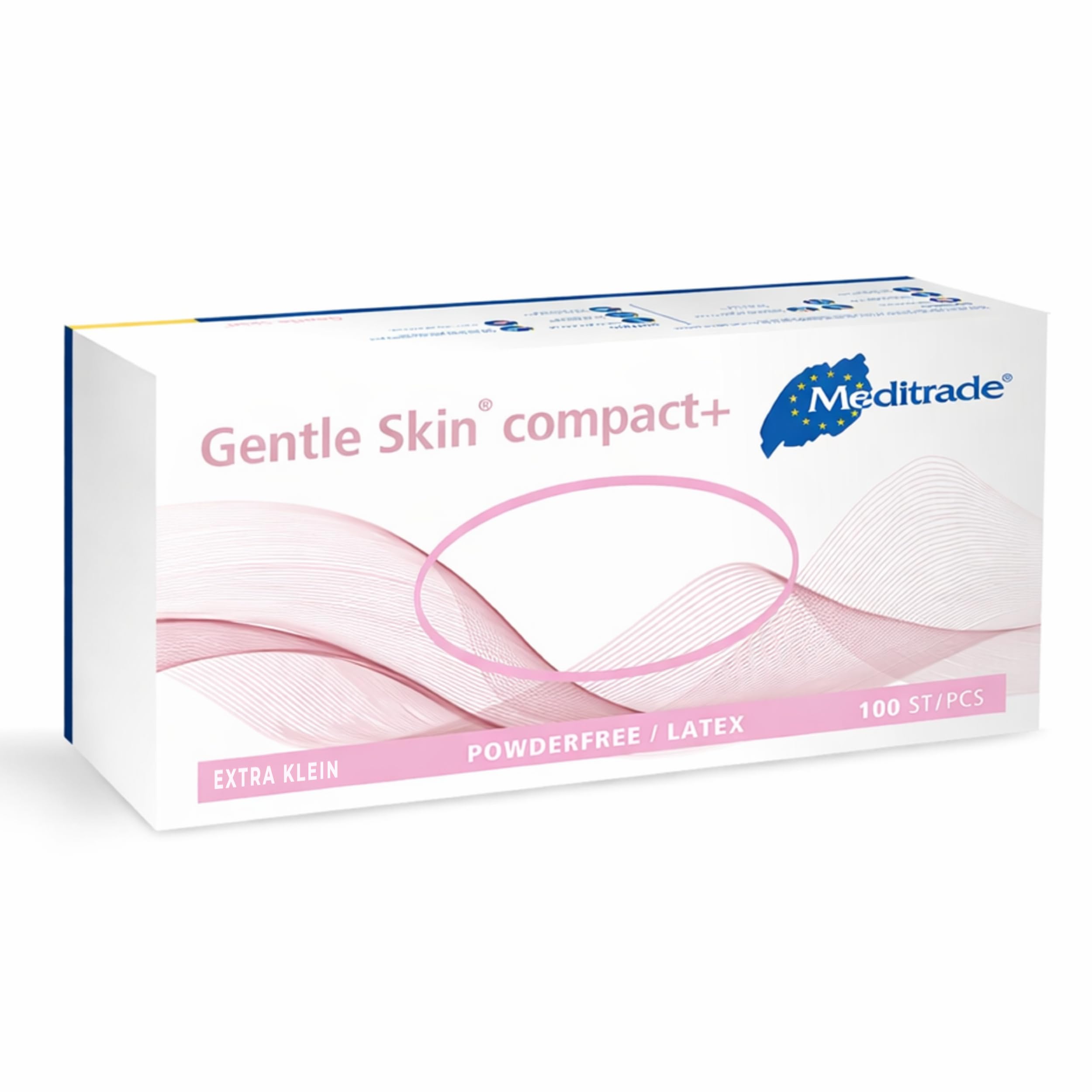 Meditrade Gentle Skin® compact+ Einweghandschuhe natur - puderfrei, mikrogeraut, griffig, Latex Untersuchungshandschuhe für Industrie, Haushalt & Reinigung - Extra Klein - 10er-Pack à 100 Stück