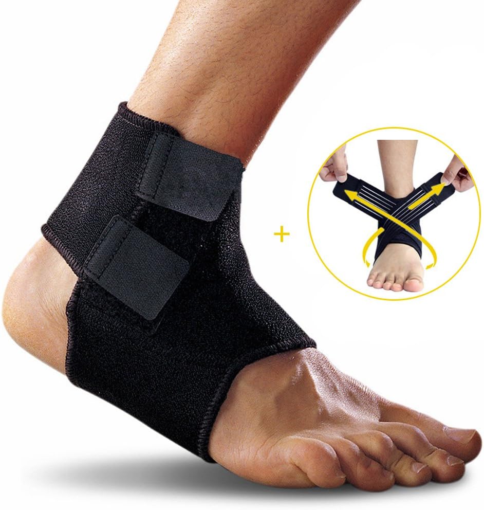 Ankle Support, Yesloo Adjustable and Breathable Ankle Brace with Band, Black