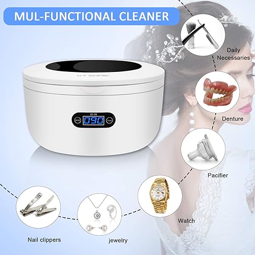 Miniatura 3 de GT SONIC Limpiador ultrasónico de joyas  Limpiador de plata para anillos de joyería, gafas, relojes, monedas, herramientas, maquinillas de afeitar,