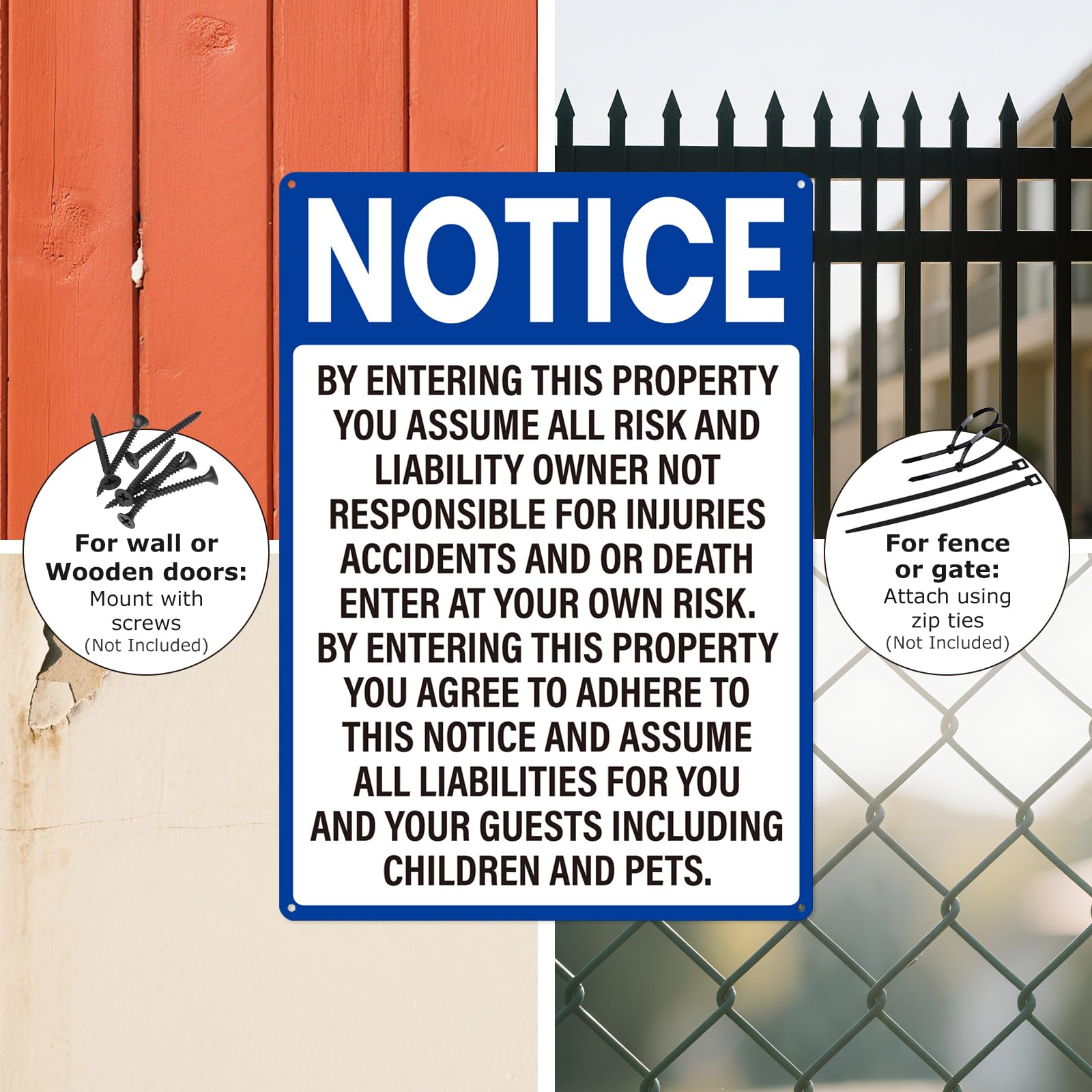 2 Pack Not Responsible for Accidents or Injuries Sign 10"×14" Blue — Amazon image 6
