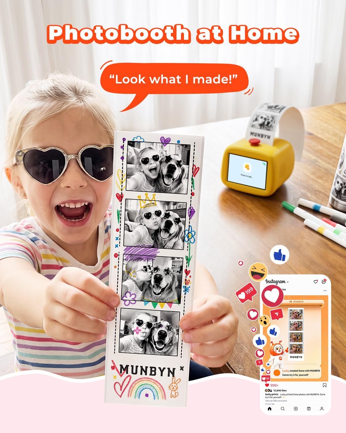 MUNBYN SP01 Smart AI Sticker Printer Voice to Print for Kids Thermal Maker