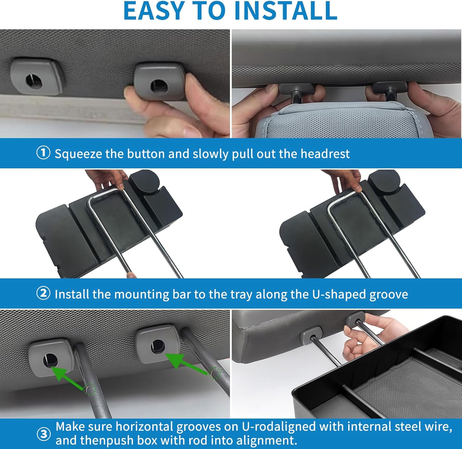Zxiaochun Center Console Seat Headrest Organizer for 2011-2024 2025 Ford F150 F250 F350 F450 F550 F650 Accessories, Storage Tray with Non-Slip Rubber Mat (Jump Seat Only)