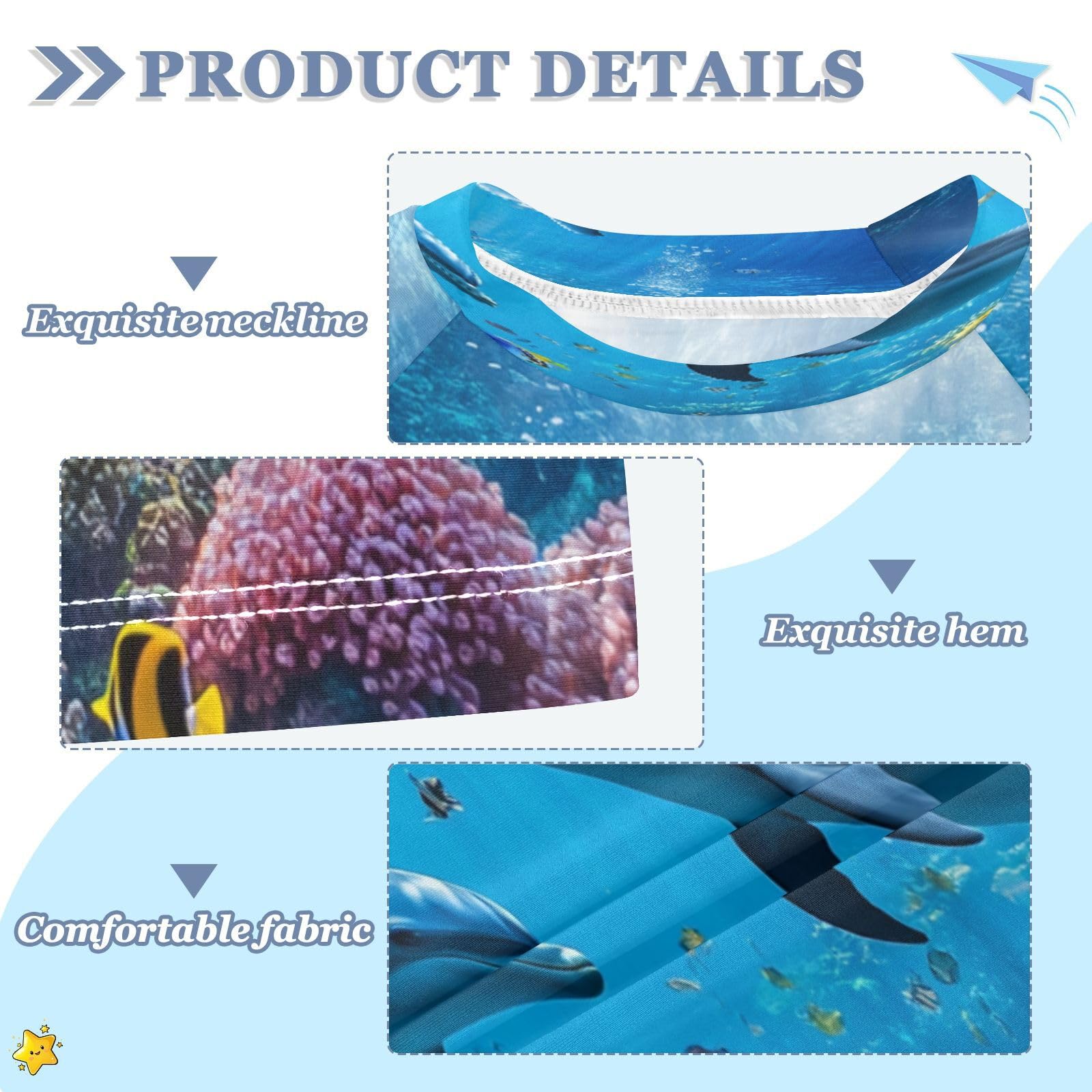 Boys Sun Shirts UV Protection Short Sleeve Rash Guard Swim Shirt Dolphin Water Shirt Rashguard 7-8T,032