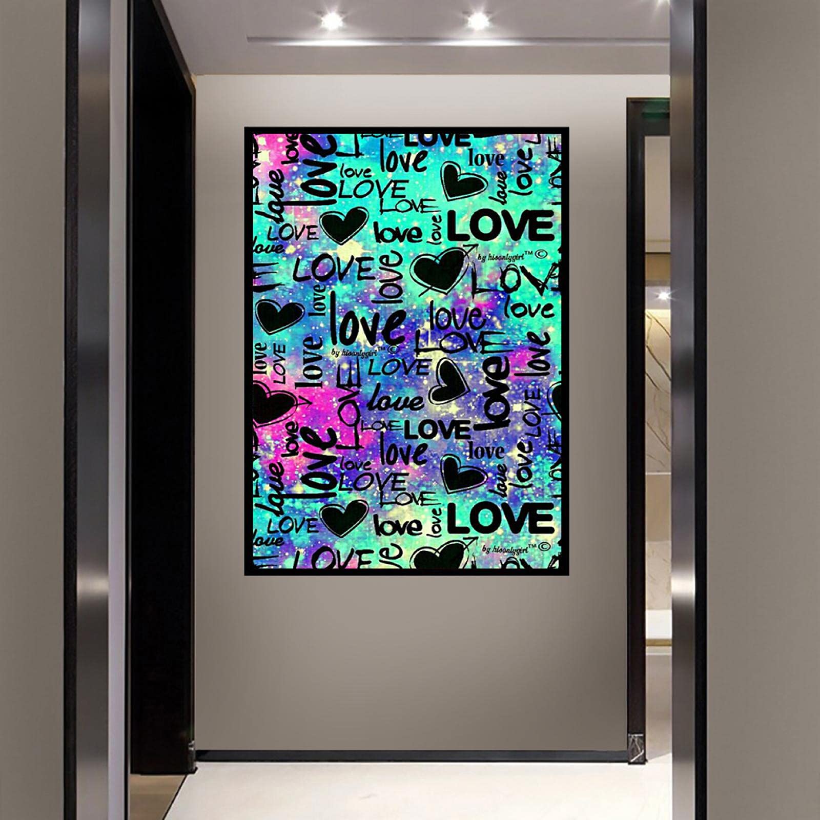 dsdsgog Pop Art Graffiti Style Posters Canvas Painting LOVE Green Print Simple Style Interior Decor Wall Painting Canvas Art Prints 60x90cm Frameless