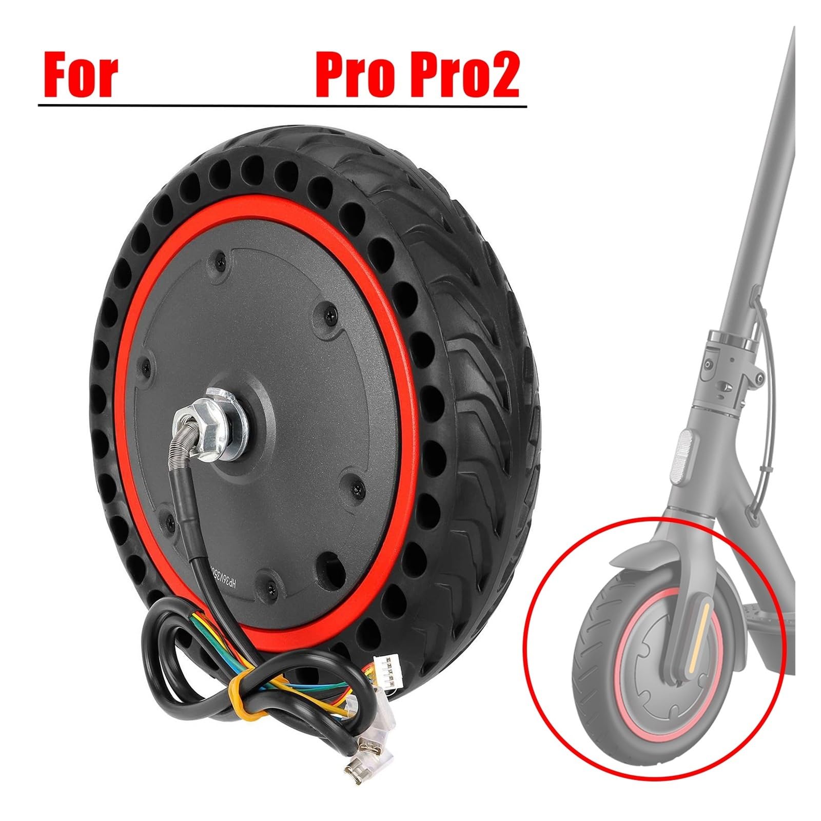Kit de pneu de roue de moyeu de moteur de moteur de 8,5 pouces de moteur 36V 350W, compatible avec les pièces de rechange de roue de moteur de moteur avant de scooter électrique Xiaomi Pro Pro2