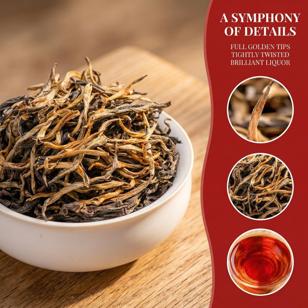 Tè Nero Yunnan Dianhong Di Grado 1 | Albero Antico Di Alta Montagna, Aroma Floreale, Tè in Foglie Sciolte 200g * 2/14,11oz | Tè Sano