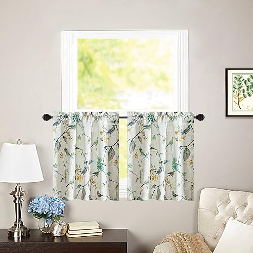 VOGOL Cortinas de nivel para sala de estar, cafeterĂa, cocina, baño, tratamiento decorativo de ventana corta, patrĂłn de pájaros rosas, 30 x 30 VOGOL Cortinas de nivel para sala de estar, cafeterĂa, cocina, baño, tratamiento decorativo de ventana corta, patrĂłn de pájaros rosas, 30 x 30