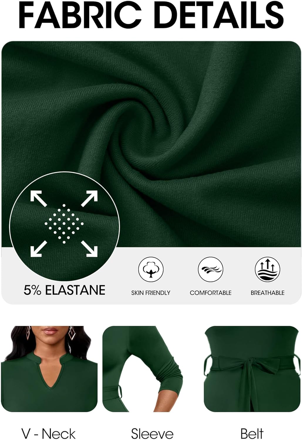 FANDEE Maxi Dress for Women, Casual V Neck 3/4 Sleeve Long Dresses with Pockets - Image 6