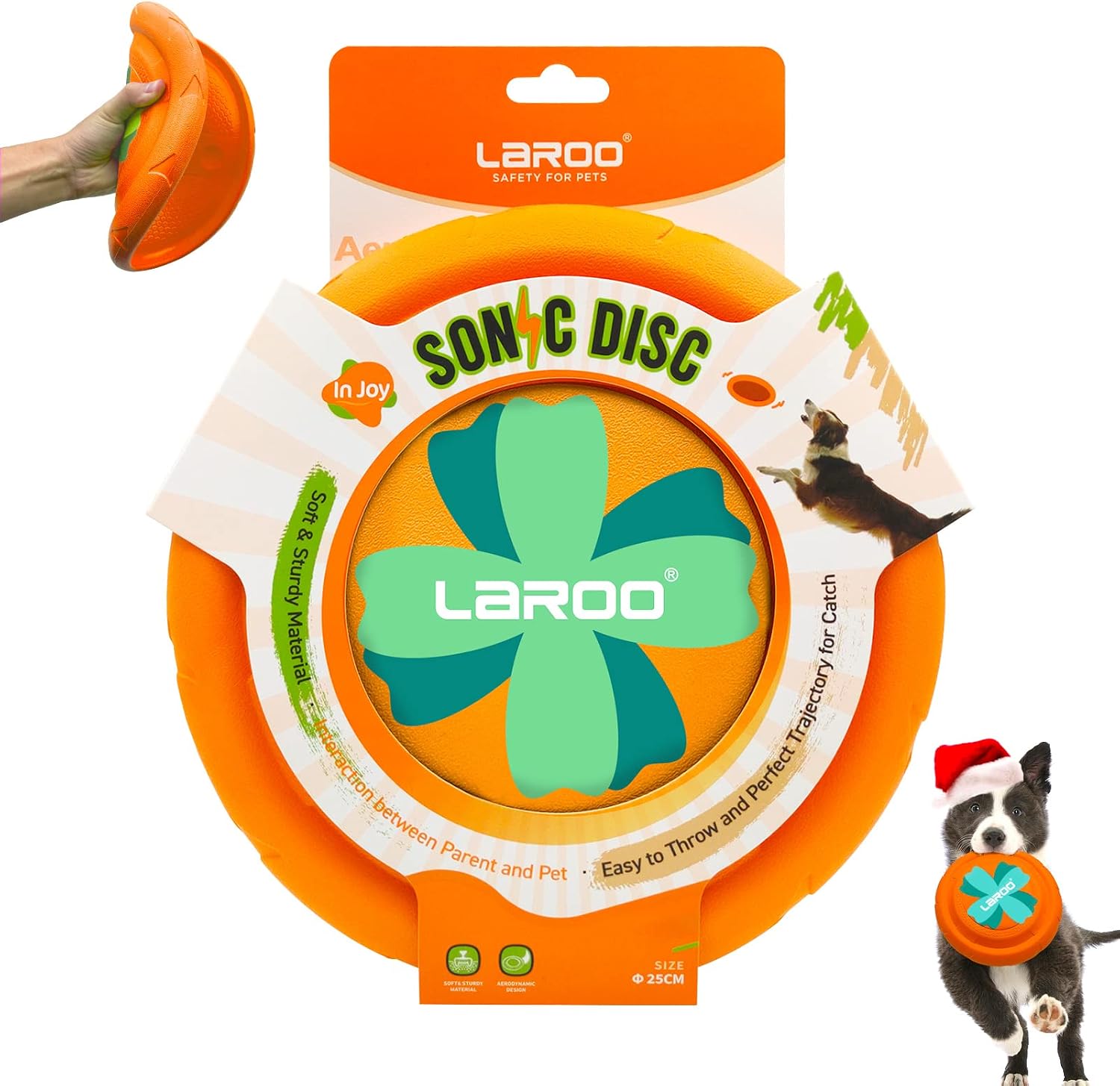 LaRoo Dog Flying Disc, Flying Plate 9.6in Bite Resistant Floating Interactive Tossing Toys , Chew Toy for Training Summer Party Outdoor…
