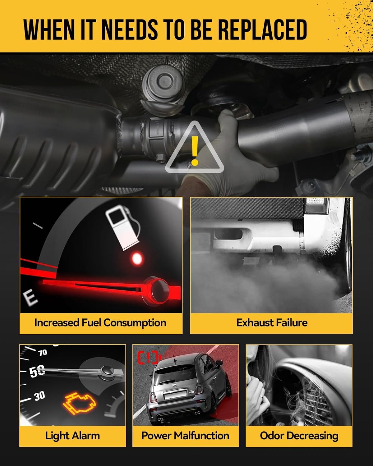 KAC High Flow Stainless Stee Catalytic Converter, 50497 Catalytic Converter Fit for Sierra 1500 14-17, Silverado 1500 14-18, Suburban 2015-2019, Tahoe 2015-2016, Yukon XL 2016-2017(EPA Compliant)
