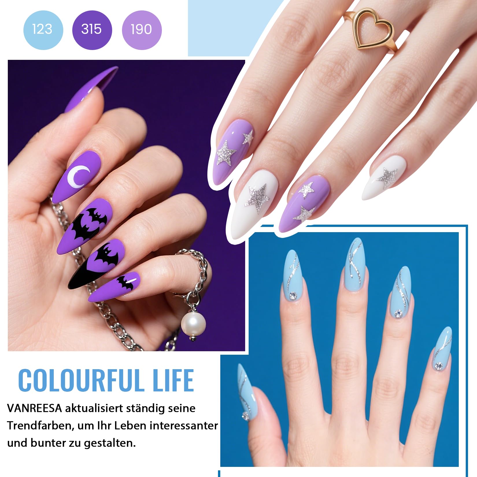 VANREESA U V Nagellack Set, Gelnägel Starterset mit Professioneller Elektrische Nagelfräser 35 Farben Gelnägel Set mit 48W U V/LED Nagellampe Rosa Orange Grün Maniküre Starter Kit Geschenk für Frauen