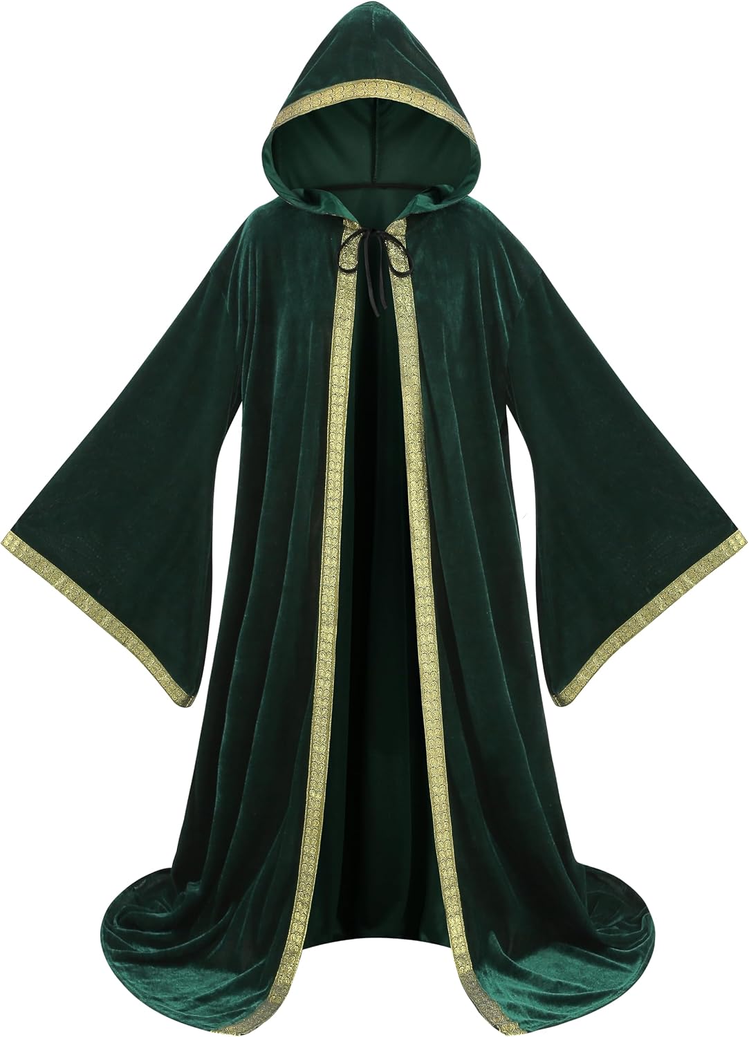 yolsun Unisex Velvet Wizard Robe Cloak with Hood,Sorcerer Renaissance Costume Medieval Cape Long Sleeve Halloween