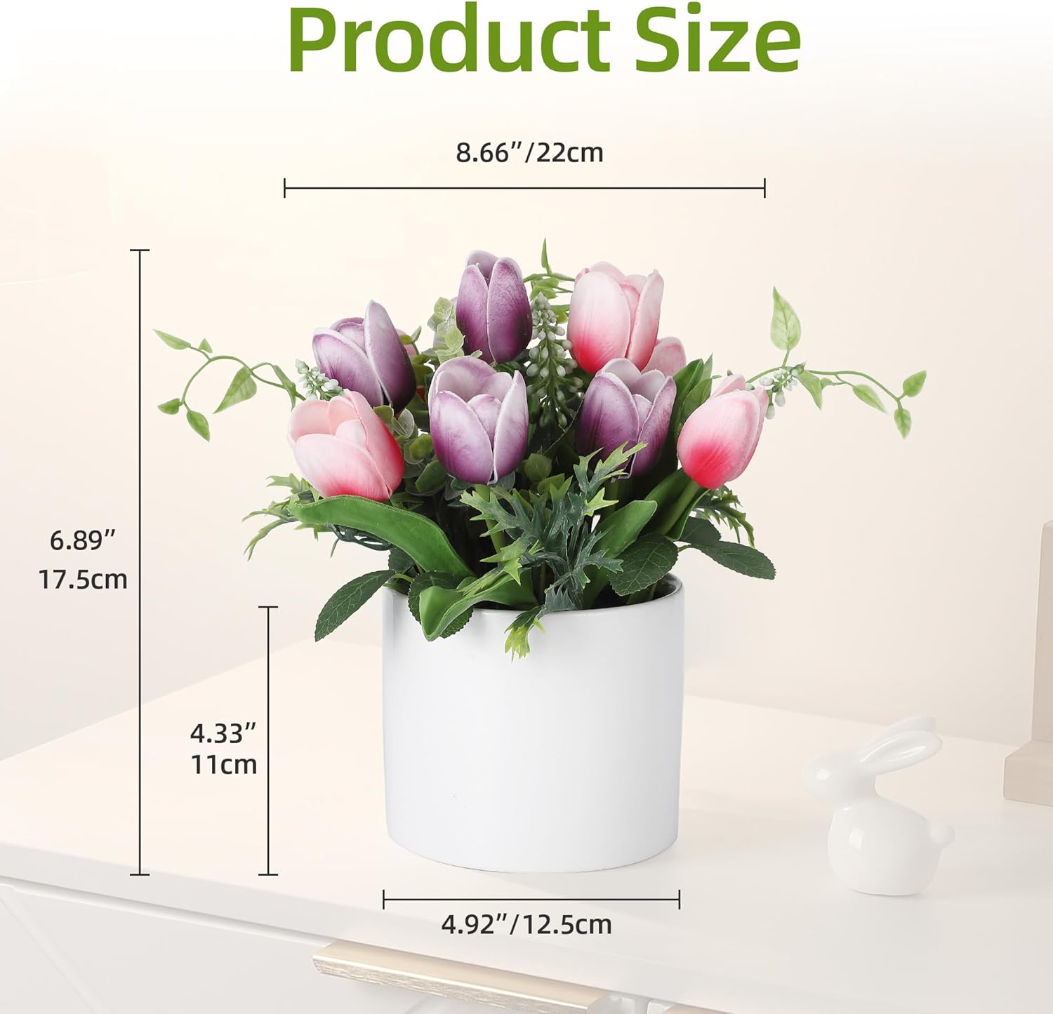 GarveeLife 10 Pcs Artificial Tulips Flowers, Real Touch Faux Tulip Stems for Vase, Home Kitchen Wedding Dining Table Decorations, Ideal Gift for Mother's Day, Easter, Valentine's Day (Purple & Pink)