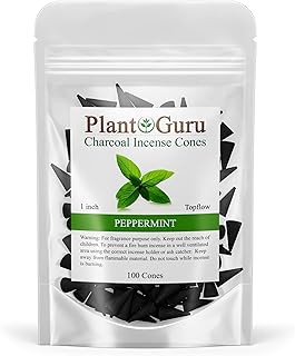 Peppermint Charcoal Incense Cones 1" TOPFLOW - 100 Pack Bulk - Natural Scented Cones Handmade Hand Dipped
