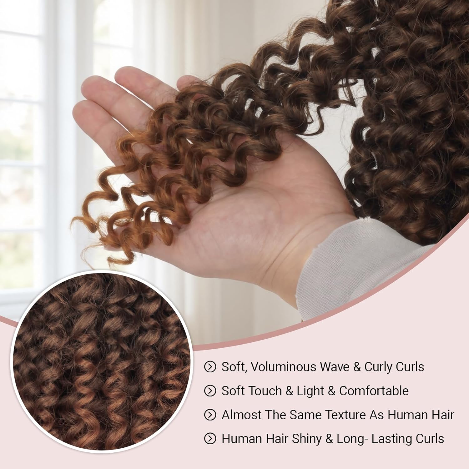 Curly Headband Wig for Women, 20 Inch Wear and Go Glueless Wigs Deep Wave Wig Half Wig As Human Hair with 1 Headband, 180% Density Synthetic Wigs None Lace Front (Short Curly-OMBREBROWN)