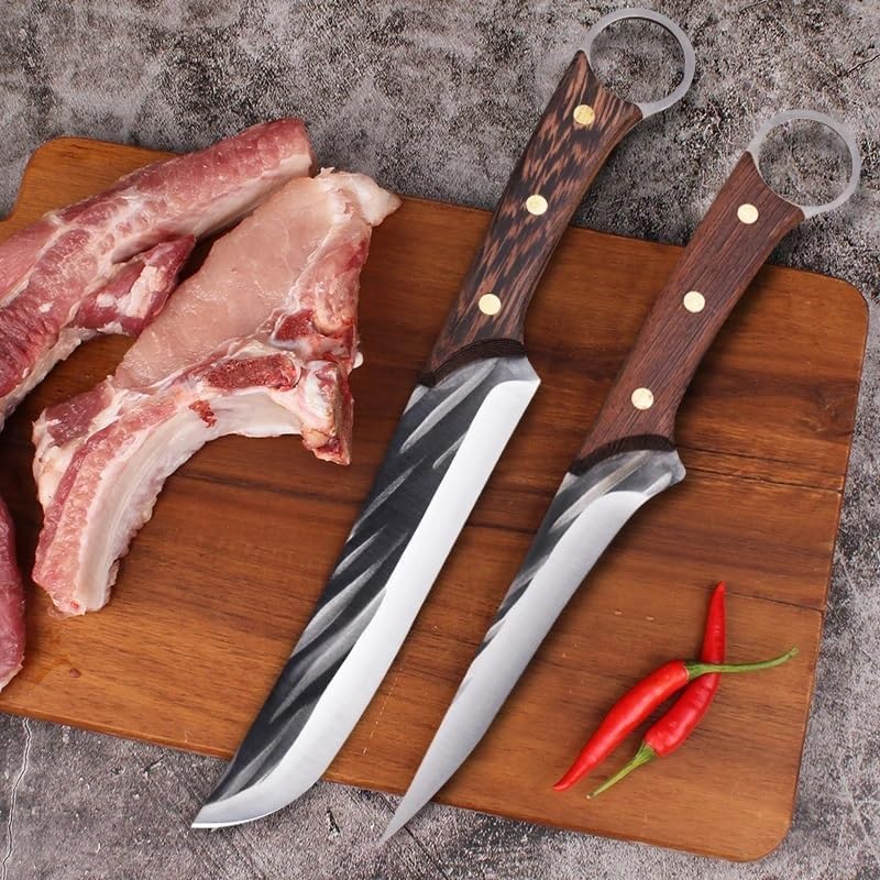 Kitchen Knife Sets, 6pcs Kitchen Knife Set Boning Knife Butcher Knife Stainless Steel Slicing Knife Sharp Kitchen Scissors with Sharpener