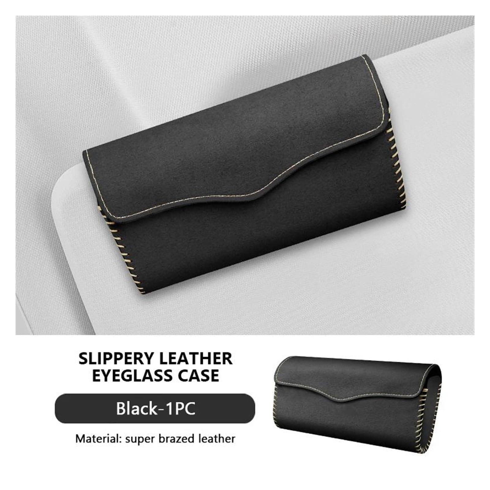 Auto Sonnenbrillenhalter Magnetisch Leder Auto-Sonnenblendenplatte Brillenetui Auto-Sonnenschutzklemme Sonnenbrillen-Organizer-Halter Wildleder-Auto-Brillen-Aufbewahrungstasche(Black)