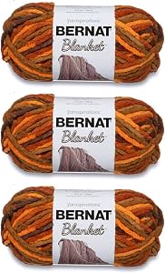 Bernat Blanket Fall Leaves Yarn - 3 Pack of 150g/5.3oz - Polyester - 6 Super Bulky - 108 Yards - Knitting/Crochet
