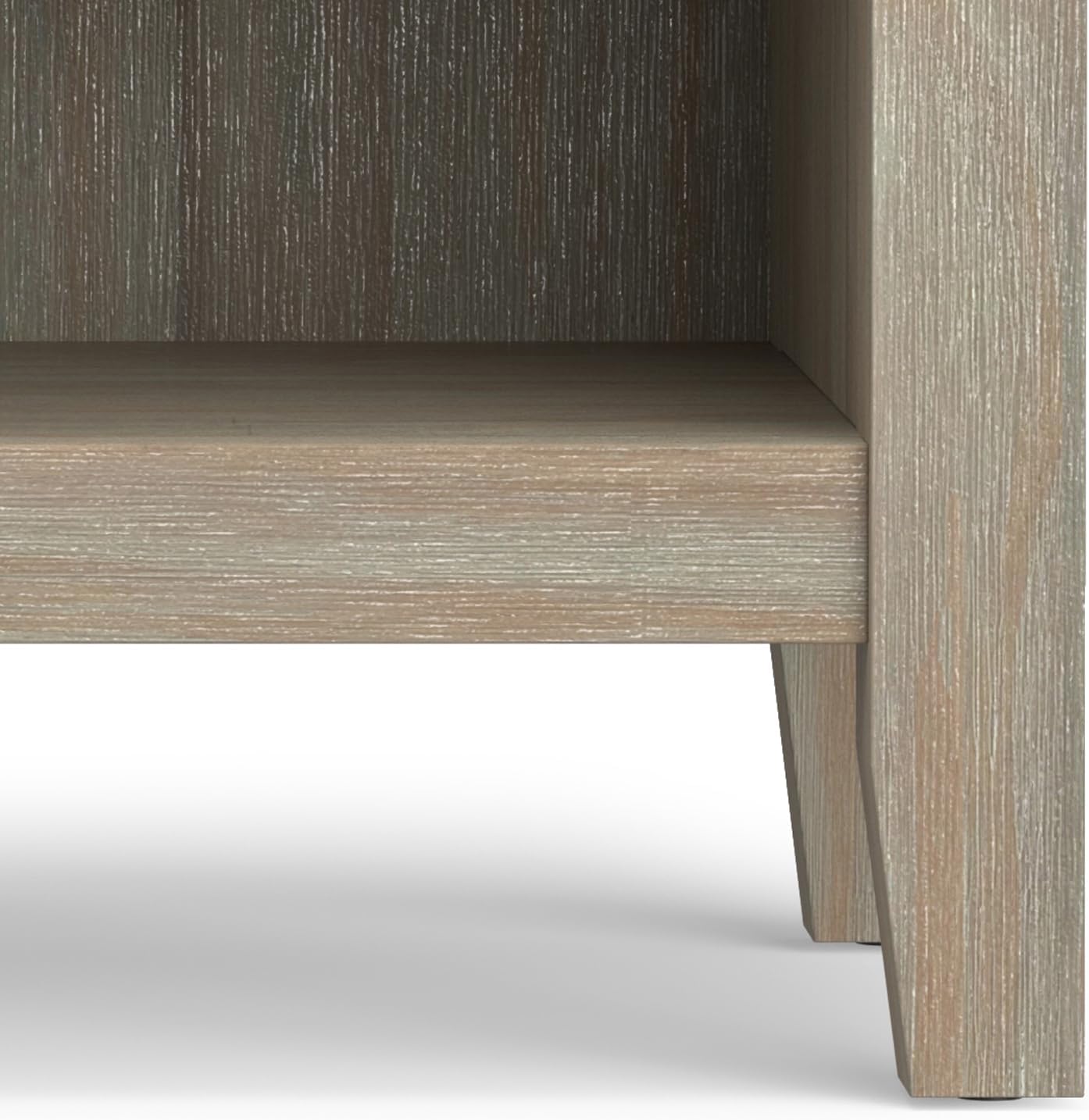 SIMPLIHOME Artisan Bedside Table - 24 inch Wide Solid Wood Nightstand Table in Distressed Grey, Transitional Bedroom Side or End Table with 1 Drawer and Open Shelf Storage