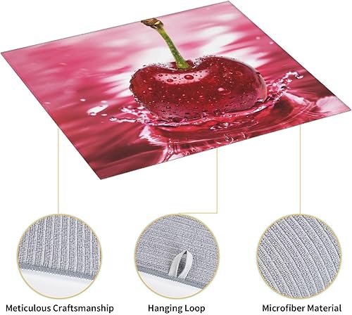 Miniatura 4 de Tapete de secado de platos con diseño de cerezas rojas para cocina, ultra absorbente, tapete escurridor de microfibra, tapete de café grande para
