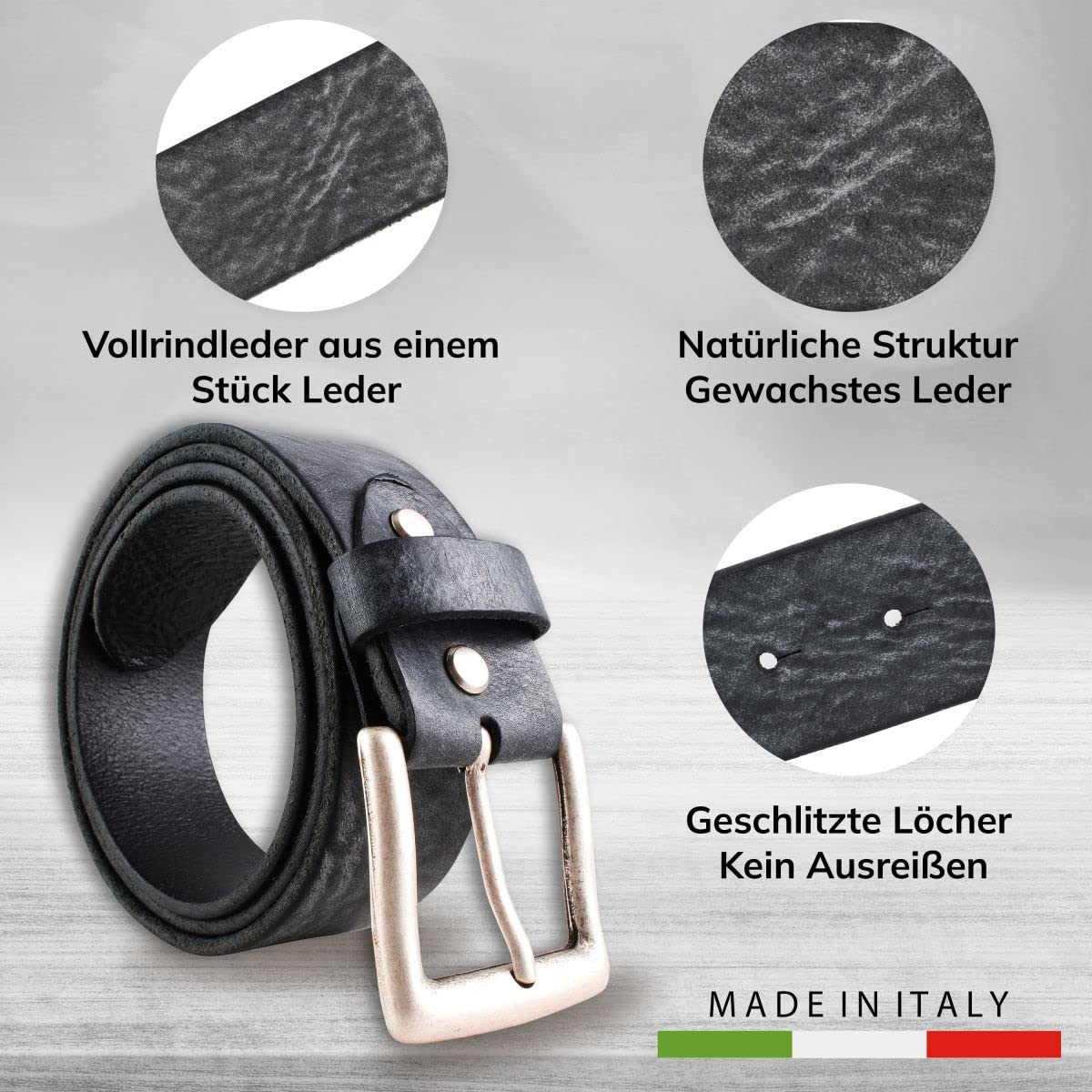BELTINGER Premium Weicher Vollrindledergürtel, 40 mm breit, Used Look, Jeans & Hosen, Vintage Stil, Made in Italy, Casual und Office