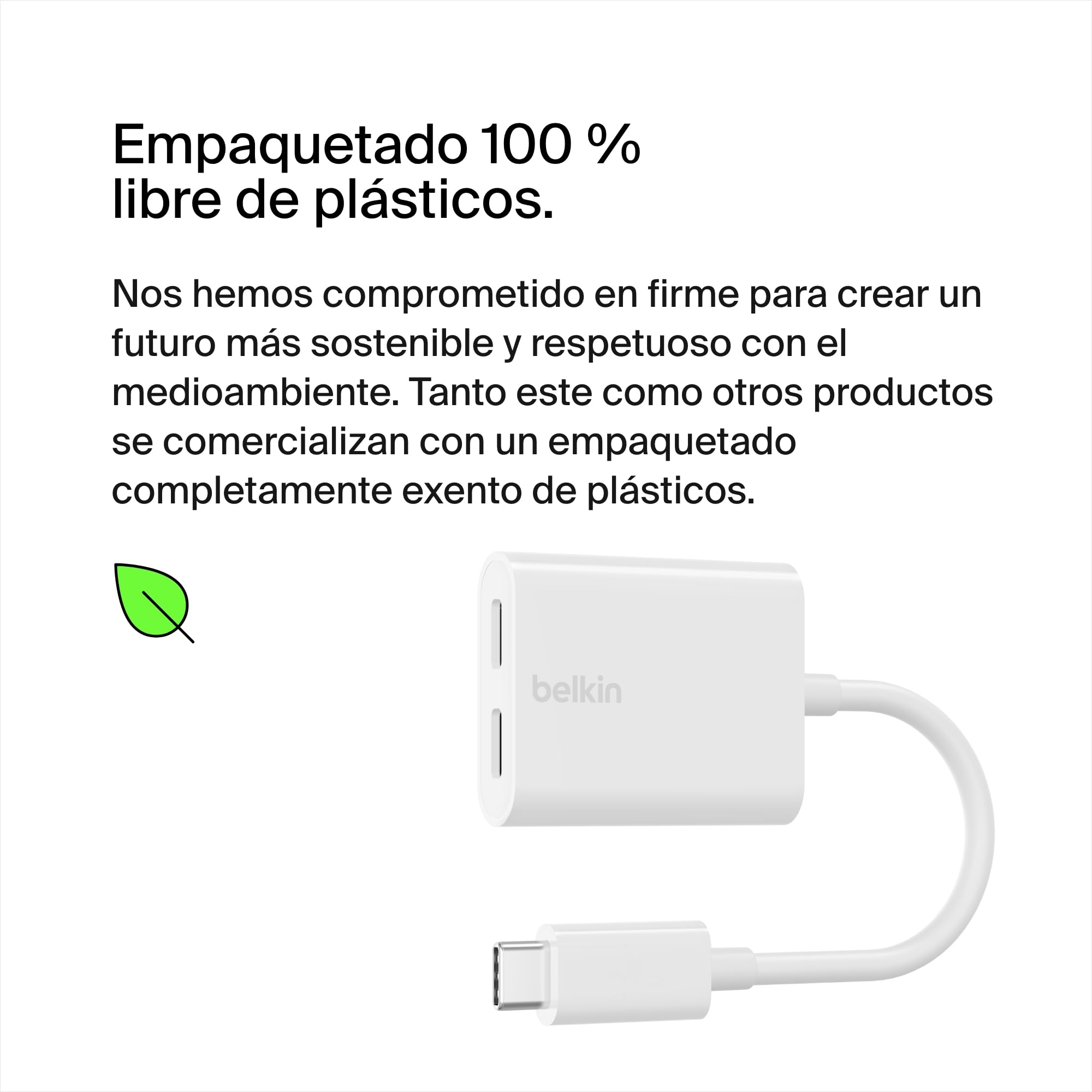 Belkin adaptador USB C RockStar de audio + carga USB-C, convertidor para cascos con carga rápida USB-C Power Delivery de 60 W, iPhone 16, iPad Pro, Galaxy, Note, Google Pixel, LG, Sony y otros, blanco