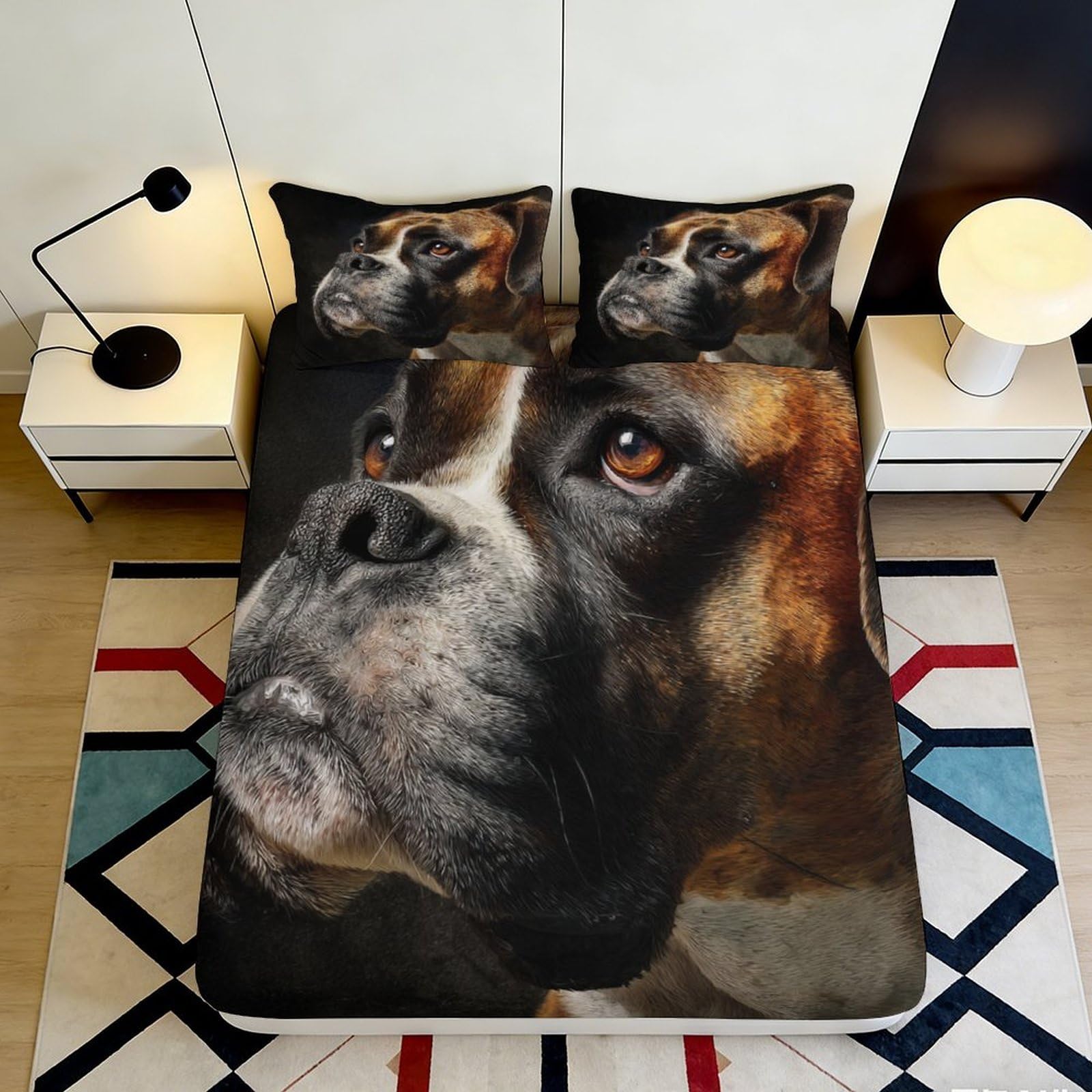 3D Printed Abstract Geometric Fitted Sheet Microfiber Soft Non-slip Modern Art Bed Cover for Bedroom Dorm Apartment Decor 160x200x25cm