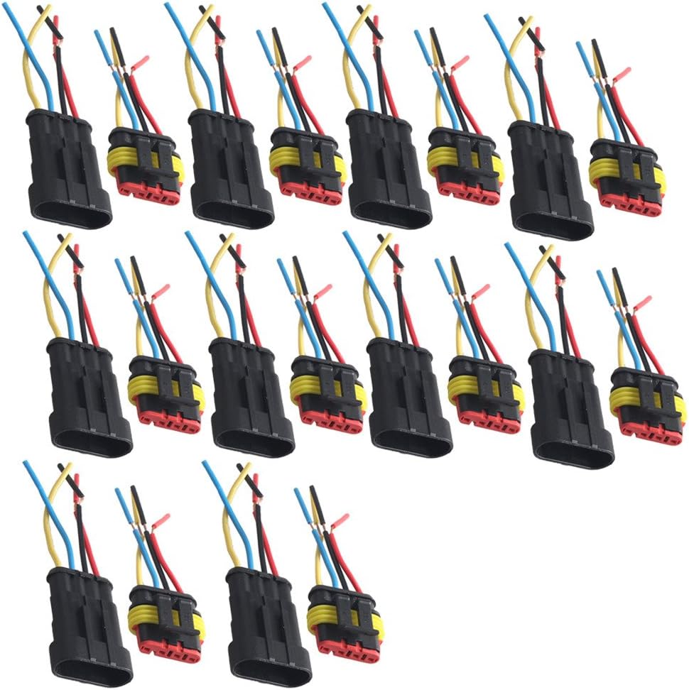 Etopars 10 X 4 Pin Way Car Auto Waterproof Electrical Connector Plug Socket Kit with Wire AWG Gauge Marine