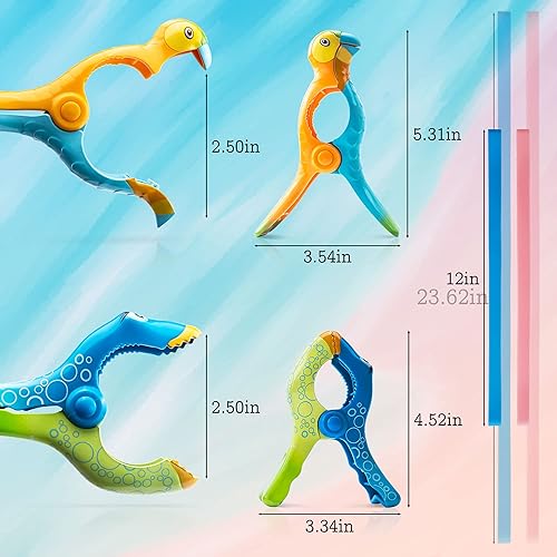 Miniatura 2 de Paquete de 4 clips para toallas de playa con diseño de pez loro, paquete de 2 toallas de playa, toallero para sillas de playa, pinzas de ropa