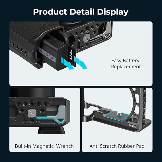 SmallRig Cage with Silicone Handgrip & Cold Shoe for Sony a6100, a6300, a6400-3164