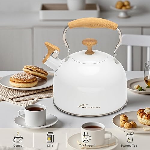 Miniatura 2 de Hervidor de té, hervidor de té silbante de acero inoxidable 304, 2.5 cuartos de galón2.4 L para estufa de inducción y estufa de gas con mango