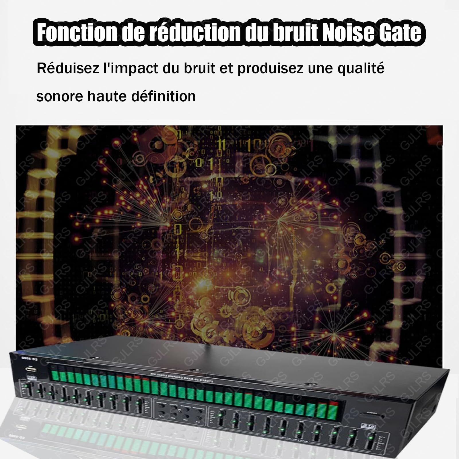 Égaliseur Graphique Stéréo 31 Bandes, Contrôleur D'effet Équilibré, Qualité Sonore Haute Définition, Rapport Signal/bruit > 95 DB, Signal D'affichage À 30 Lumières, Prend En Charge 12 Modes De Saut