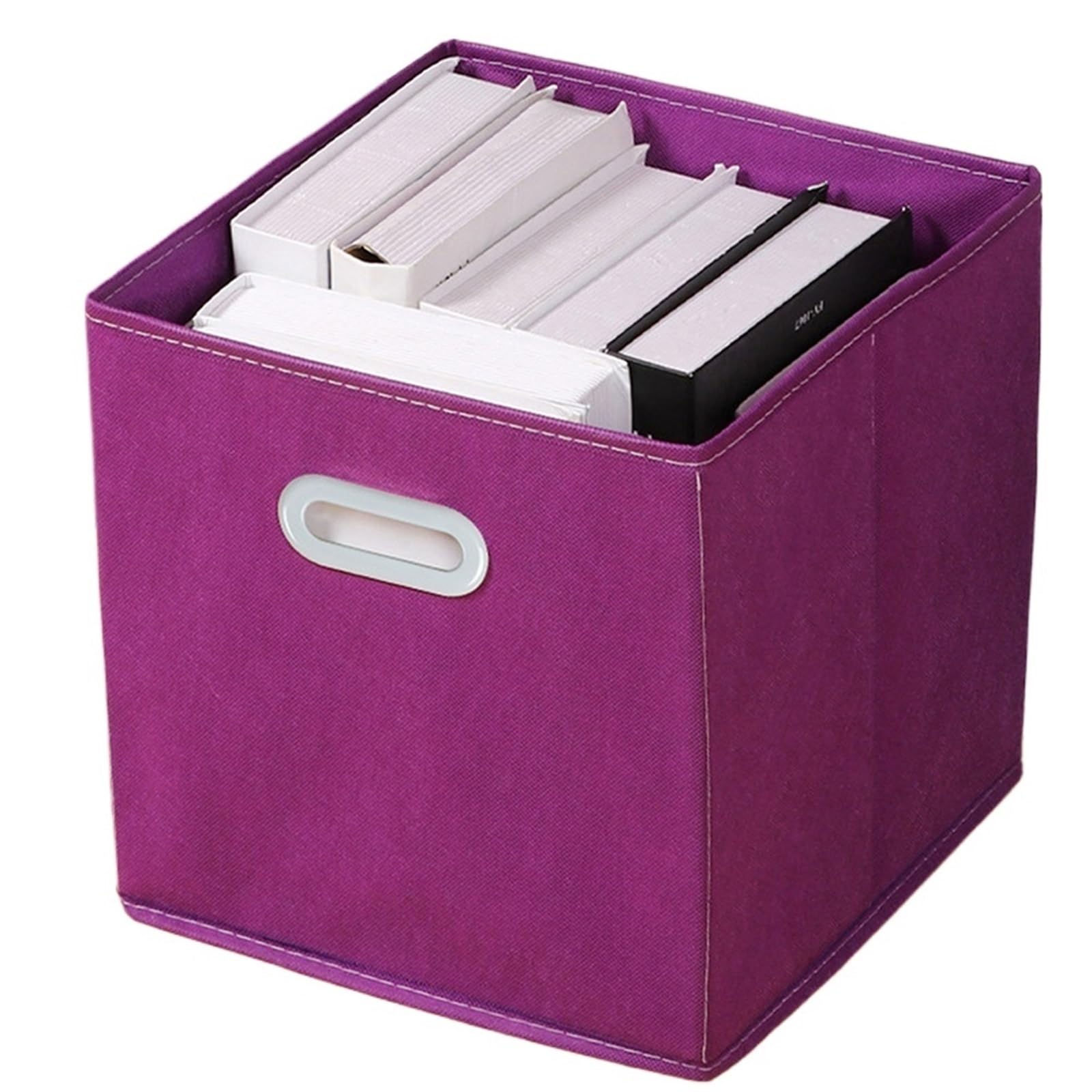 CGUOHU 6pcs Fabric Cloth Storage Box For Book Clothes Toys Sundries Foldable Closet Drawer Organizer Bins Basket For Wardrobe Storage(Purple)