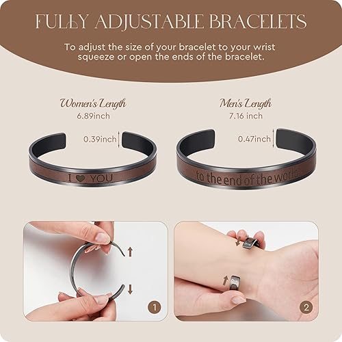 Miniatura 5 de AW BRIDAL Regalos para el día de San Valentín para ellaél, compromiso, aniversario, boda, regalos para parejas, pulseras a juego de acero inoxidable