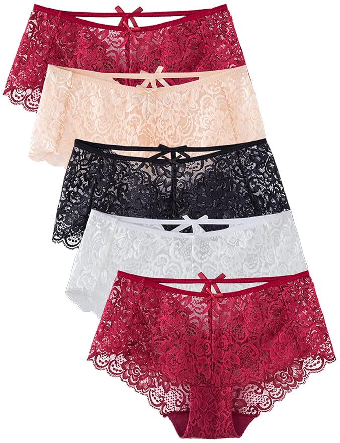 Buy Women's 5Pack Lace Panties Comfortable Underwear with High Elastic (Medium, Multicolor2) at