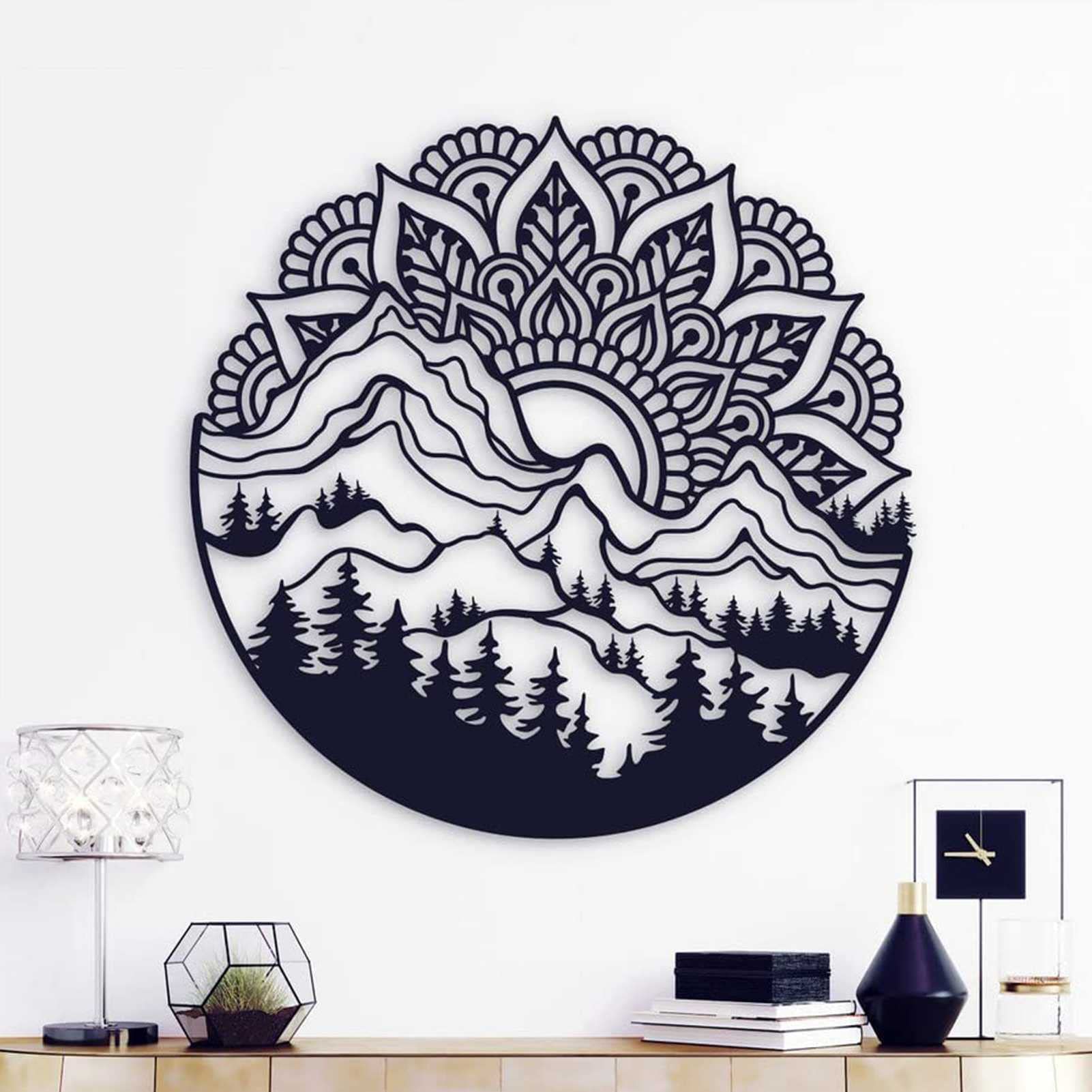 WADORN Metall-Mandala-Wandkunst, 30 X 30 Cm – Dekorative Wandskulptur Für Wohnzimmer, Yoga-Studio & Mehr