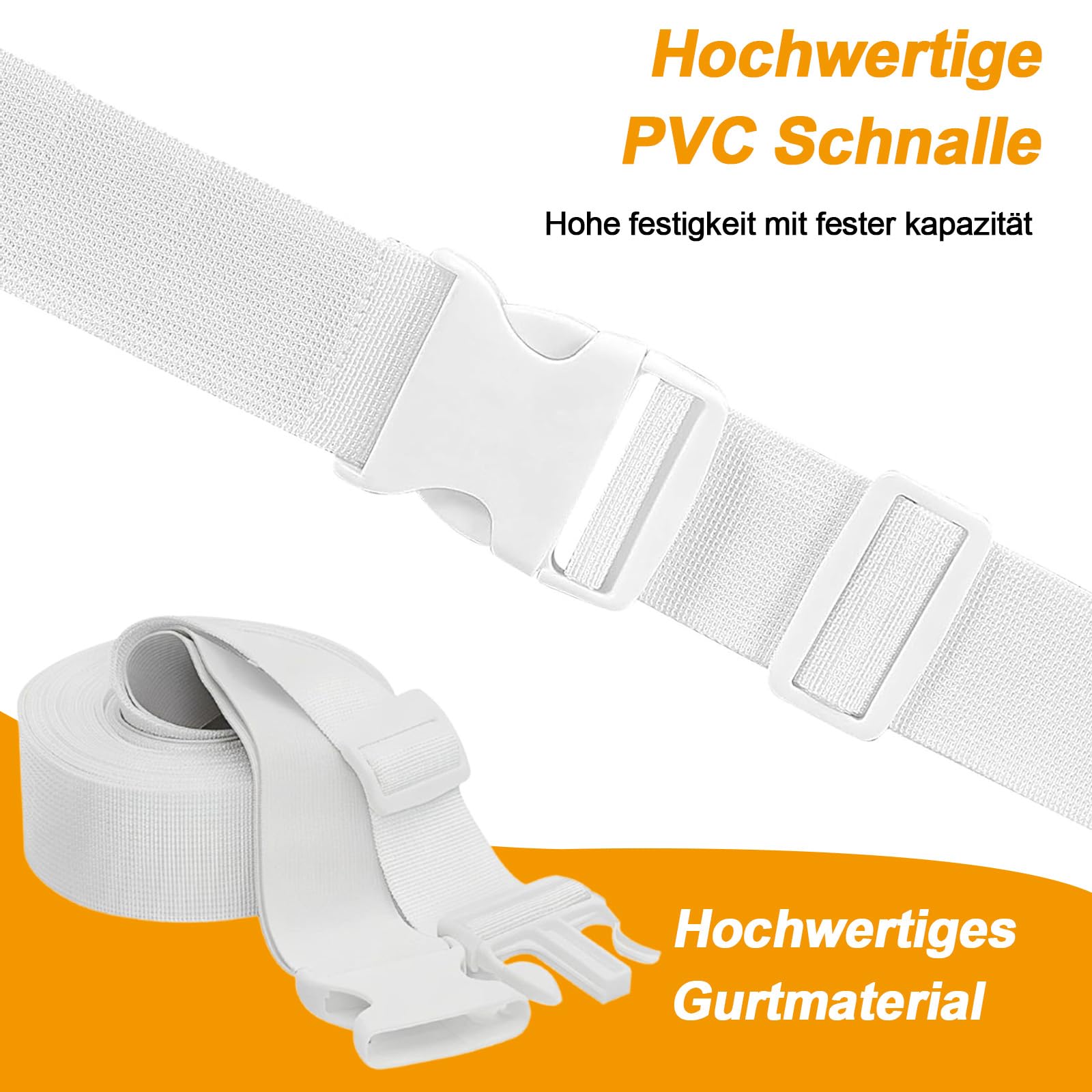Uchwyt na materac, 10 m x 5 cm, łączący klin do materaca, złącze do materaca, uchwyt stopera, do łóżek podwójnych, złączek do materaca, biały