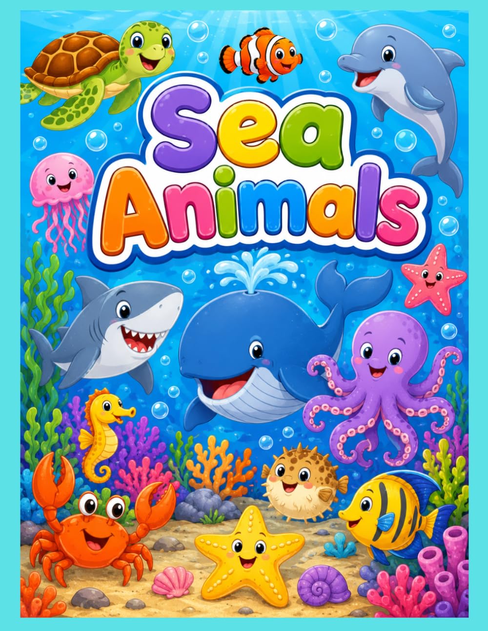 Sea Animals Coloring Book: Fun coloring book for kids and adults. 20+ large 8.5x11 images to color