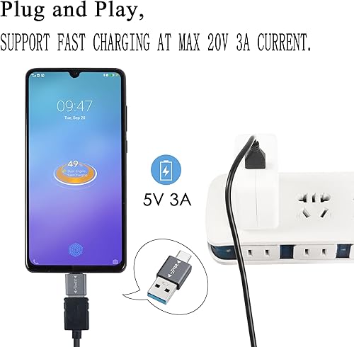 Miniatura 6 de QIANRENON 5 unids USB 3.1 macho a USB C macho adaptador USB A a USB C conector 10 Gbps, compatible con sincronización de datos OTG para teléfono